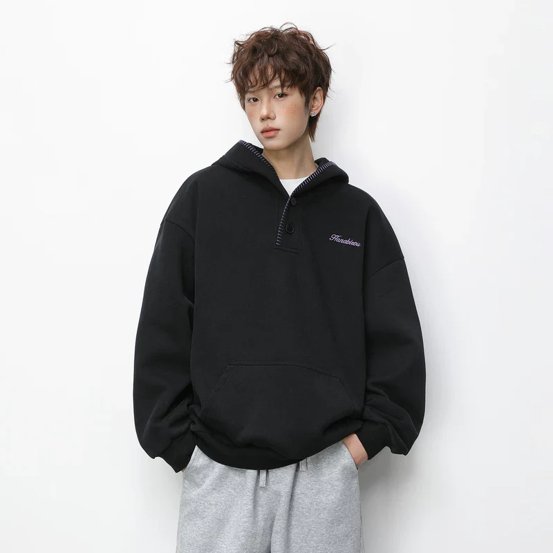 Embroidered Loose Hooded Sweatshirt - Image 3