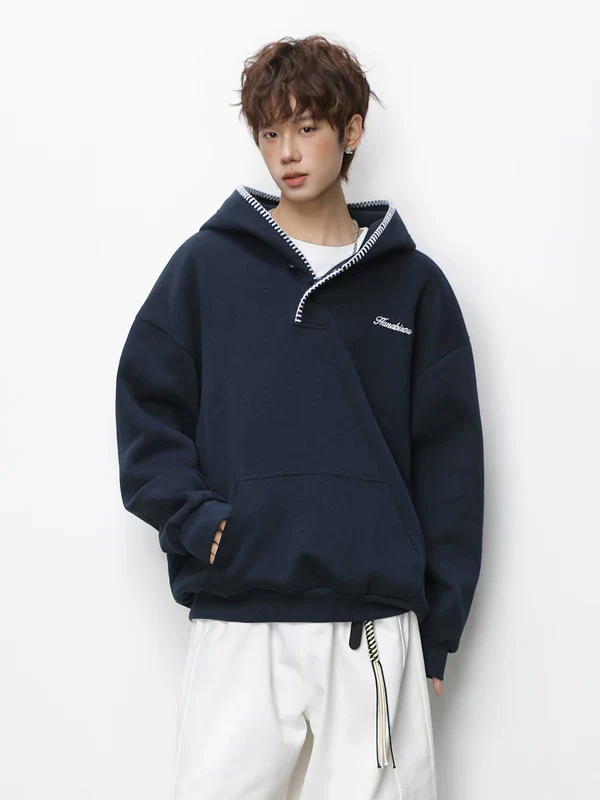 Embroidered Loose Hooded Sweatshirt - Image 4