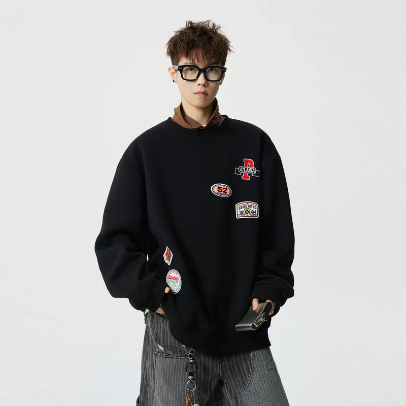 Embroidered Patch Crewneck Sweatshirt - Image 3