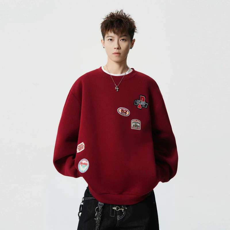 Embroidered Patch Crewneck Sweatshirt - Image 4
