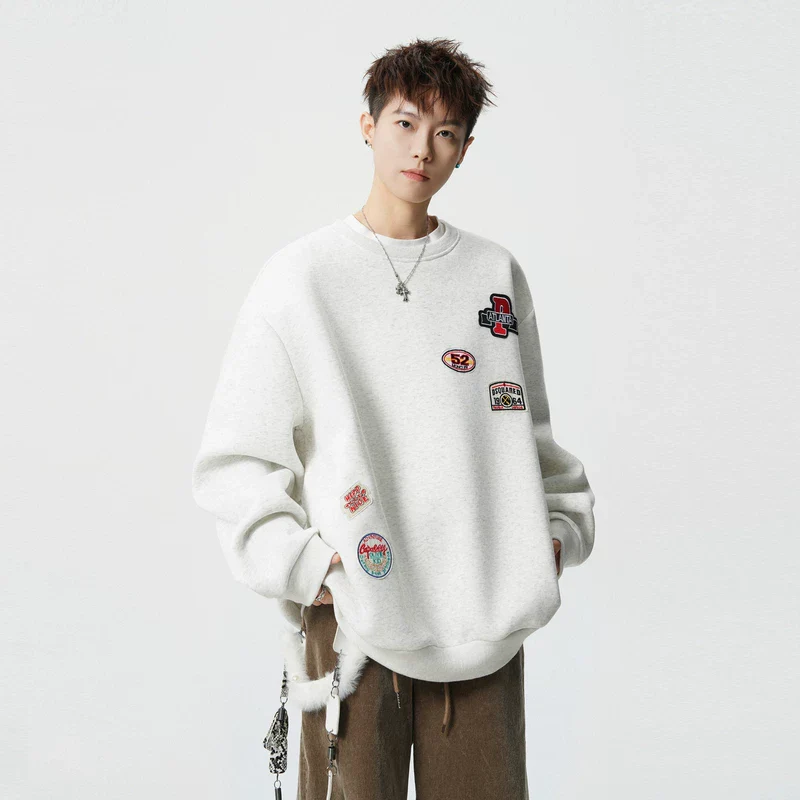 Embroidered Patch Crewneck Sweatshirt - Image 5