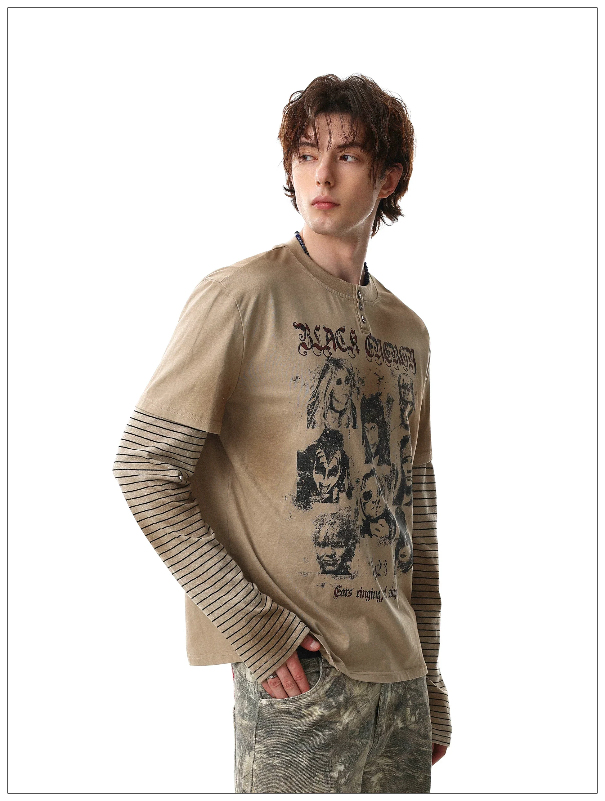 Retro Faux Layered Rock Band T-Shirt - Image 3
