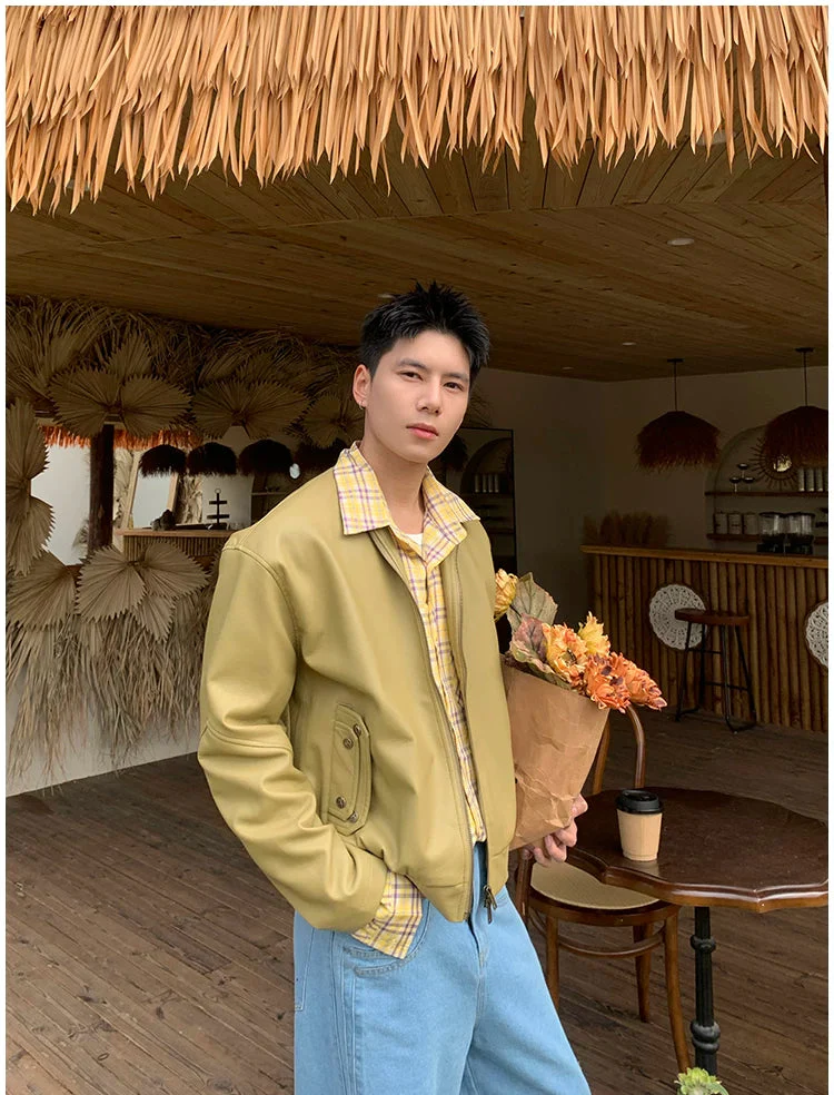 Retro Faux Leather Casual Jacket - Image 3