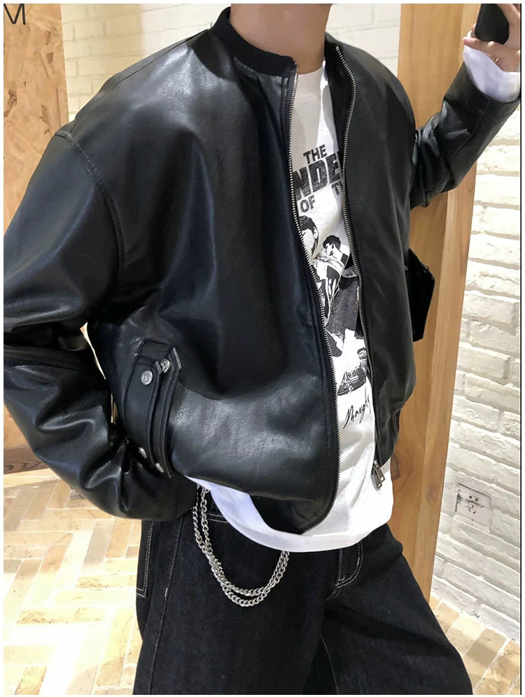 Retro Faux Leather Casual Jacket - Image 7