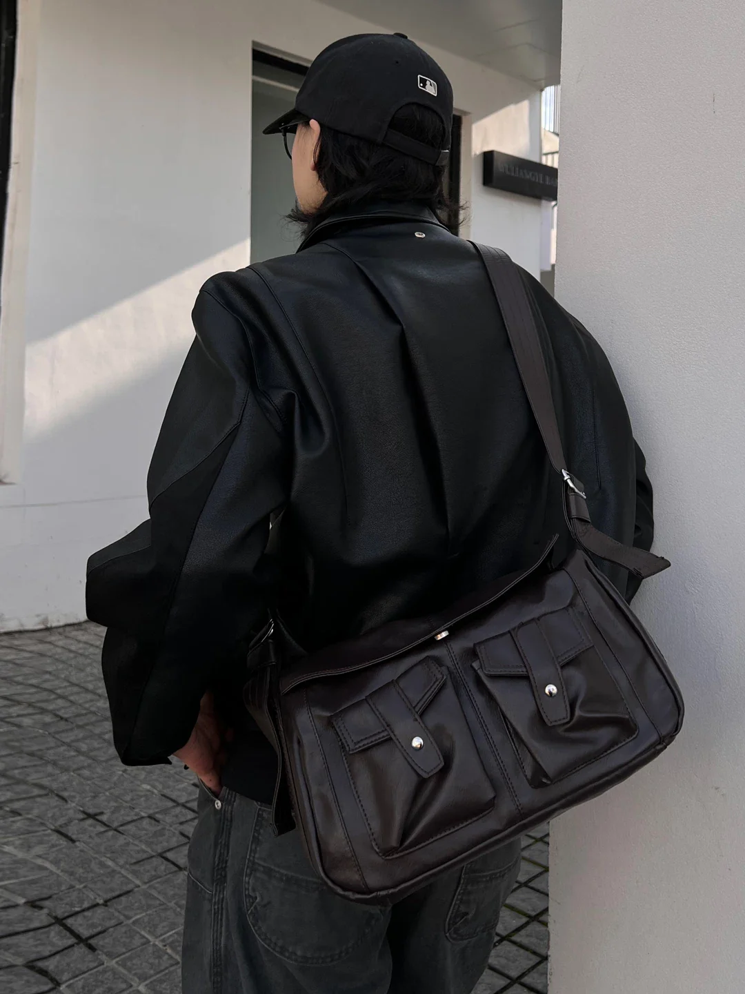 Leather Shoulder Messenger Bag - Image 3