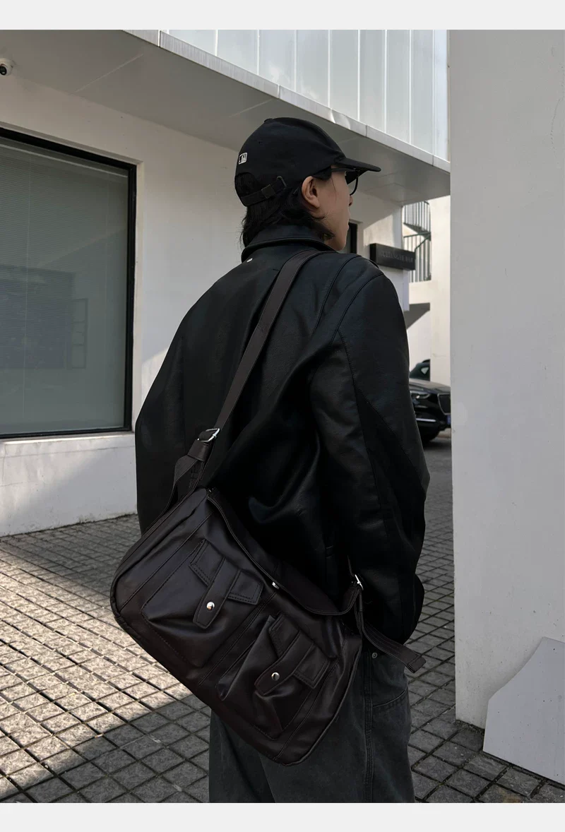Leather Shoulder Messenger Bag - Image 5