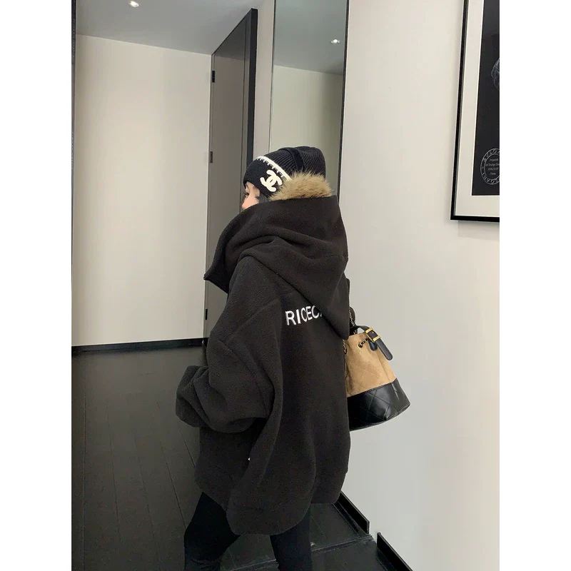 Fleece Oversized Hooded Zip Jacket - Image 5