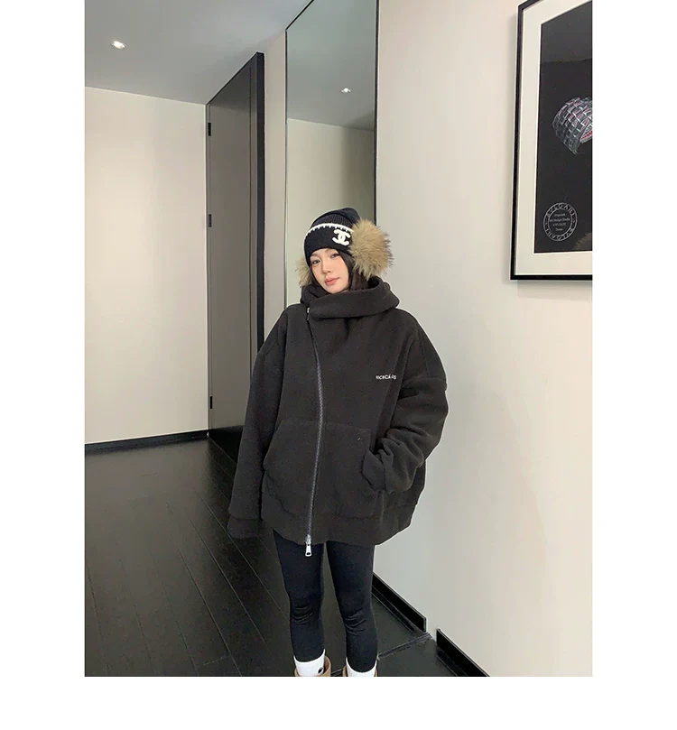 Fleece Oversized Hooded Zip Jacket - Image 7