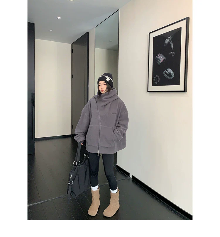 Fleece Oversized Hooded Zip Jacket - Image 8