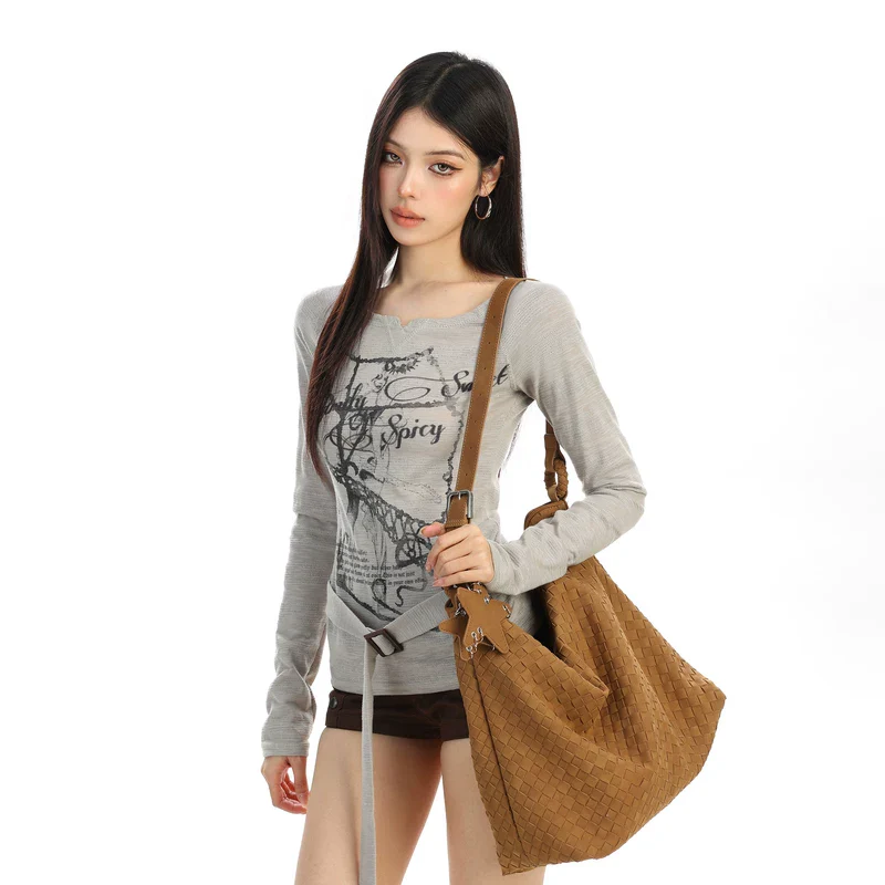 Retro Graphic Long Sleeve Tie Hem Shirt - Image 5
