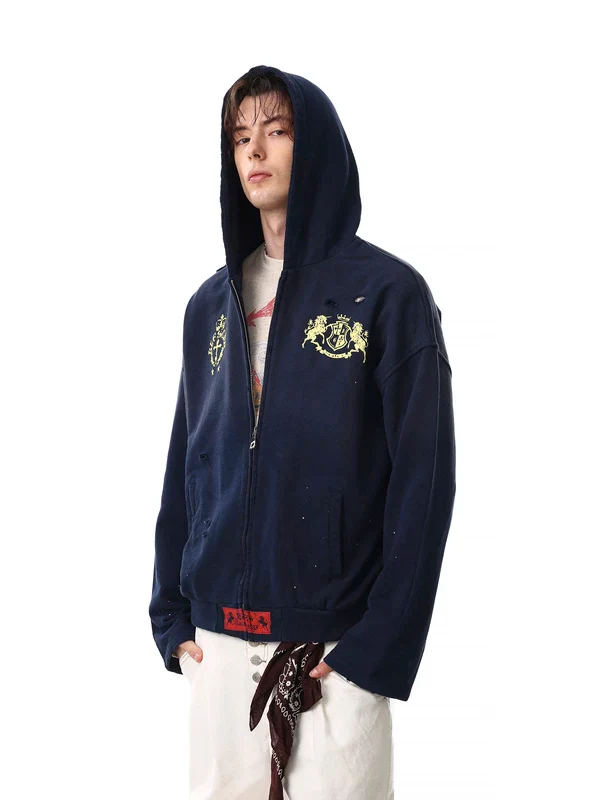 Retro Graphic Zip Up Hoodie Jacket - Image 2