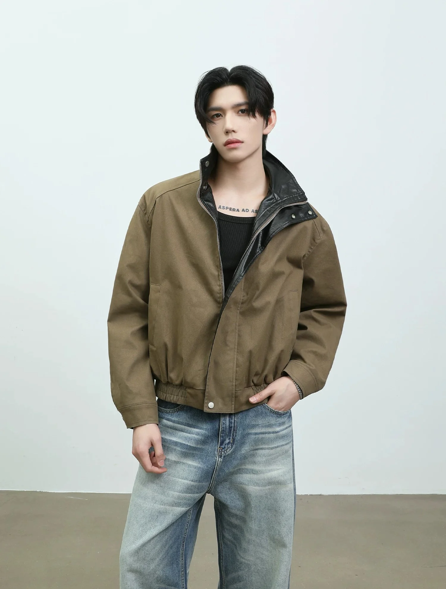 Retro Harrington Leather Short Jacket - Image 5