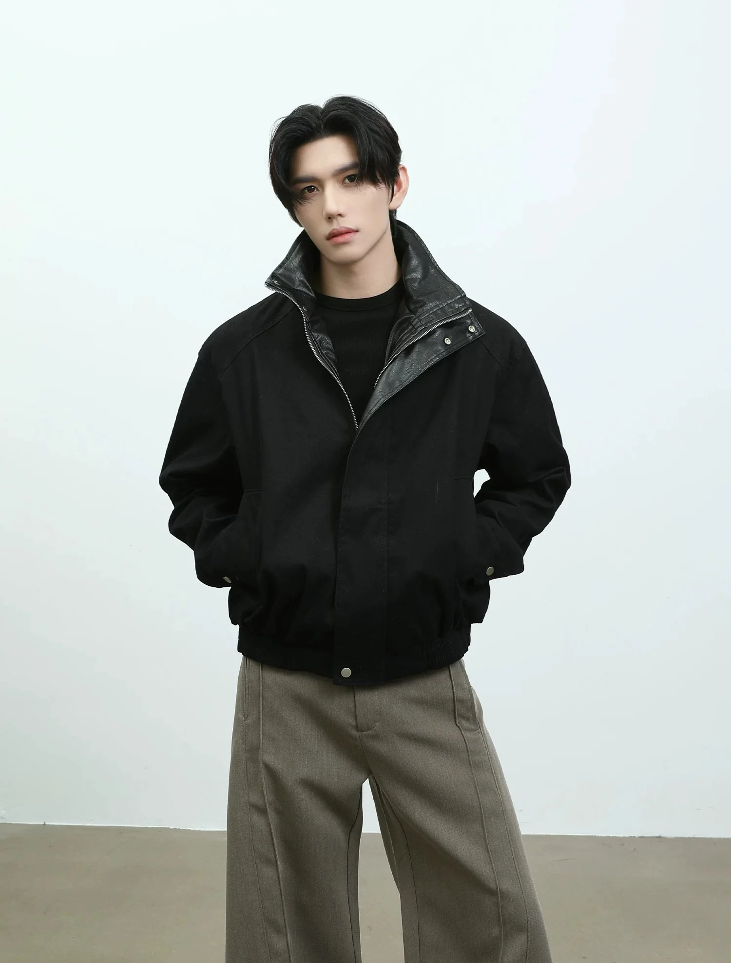 Retro Harrington Leather Short Jacket - Image 6