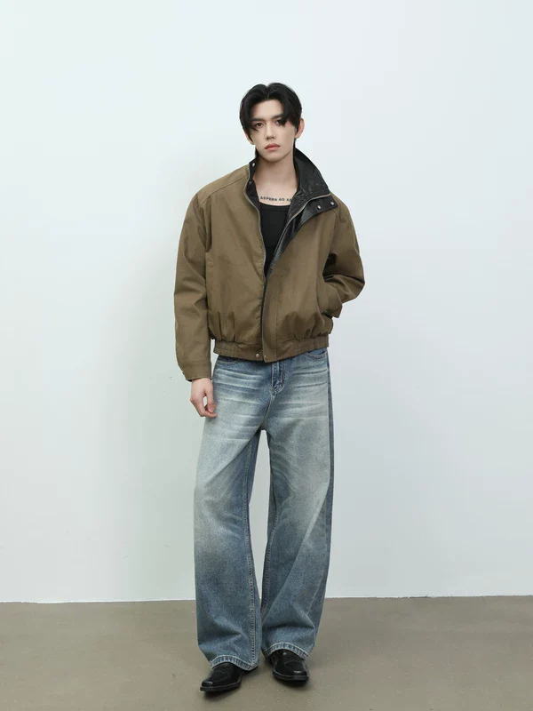 Retro Harrington Leather Short Jacket - Image 7