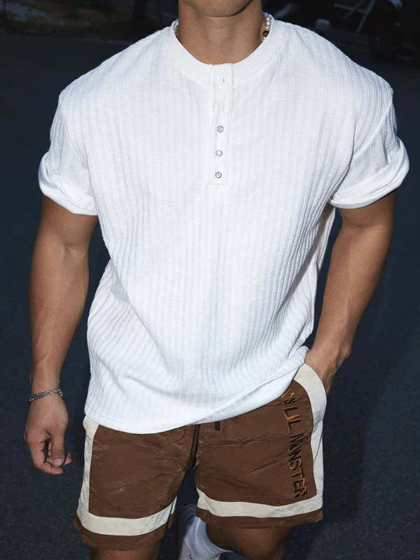 Henley Collar Short-Sleeve Shirt - Image 8