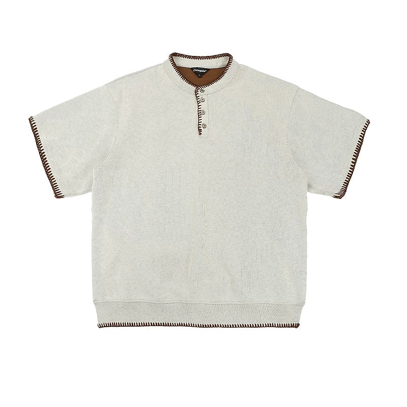 Retro Henley Short-Sleeve Knit T-Shirt - Image 2