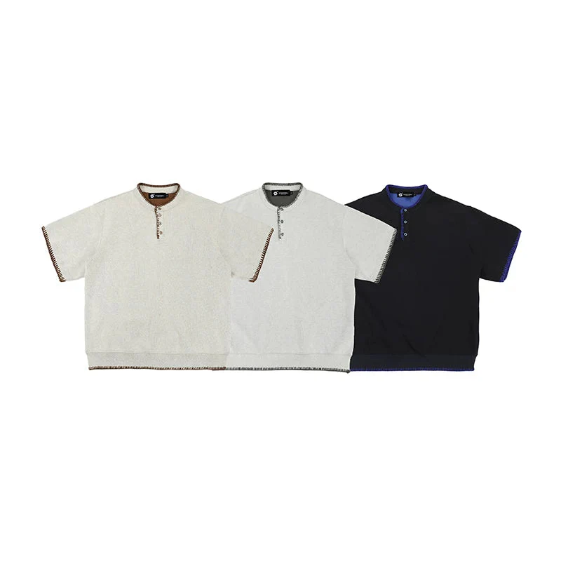 Retro Henley Short-Sleeve Knit T-Shirt - Image 4