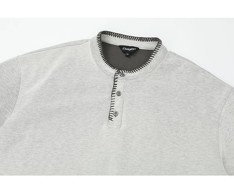 Retro Henley Short-Sleeve Knit T-Shirt - Image 5