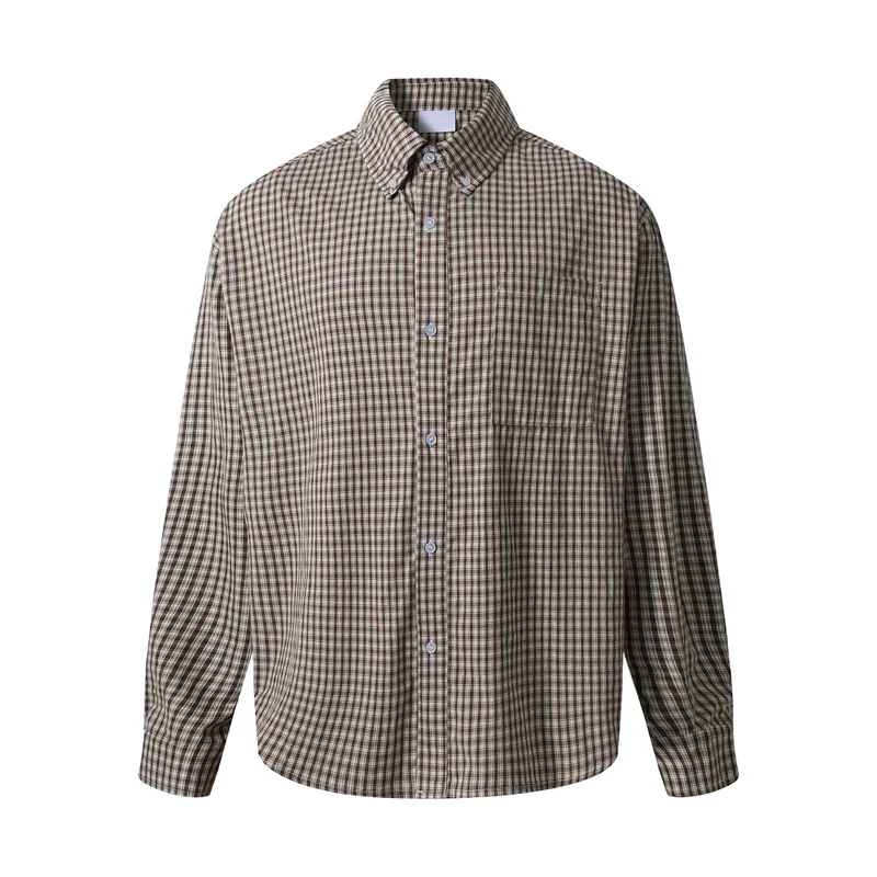 Retro Houndstooth Loose Long-Sleeve Shirt - Image 6