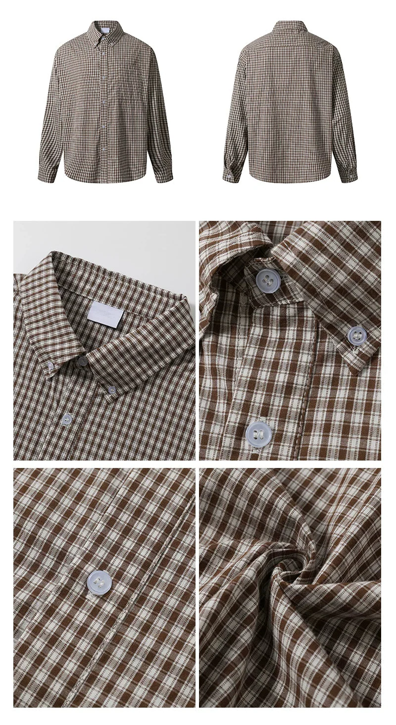 Retro Houndstooth Loose Long-Sleeve Shirt - Image 7