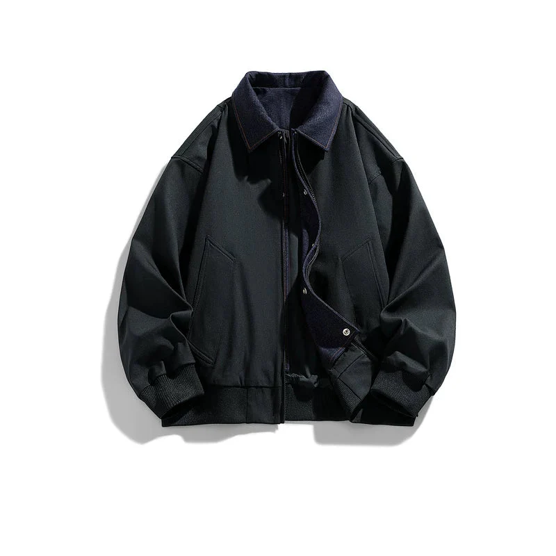 Retro Lapel Bomber Jacket - Image 4