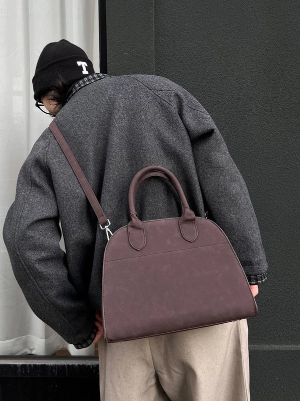 Leather Boston Tote Crossbody Bag
