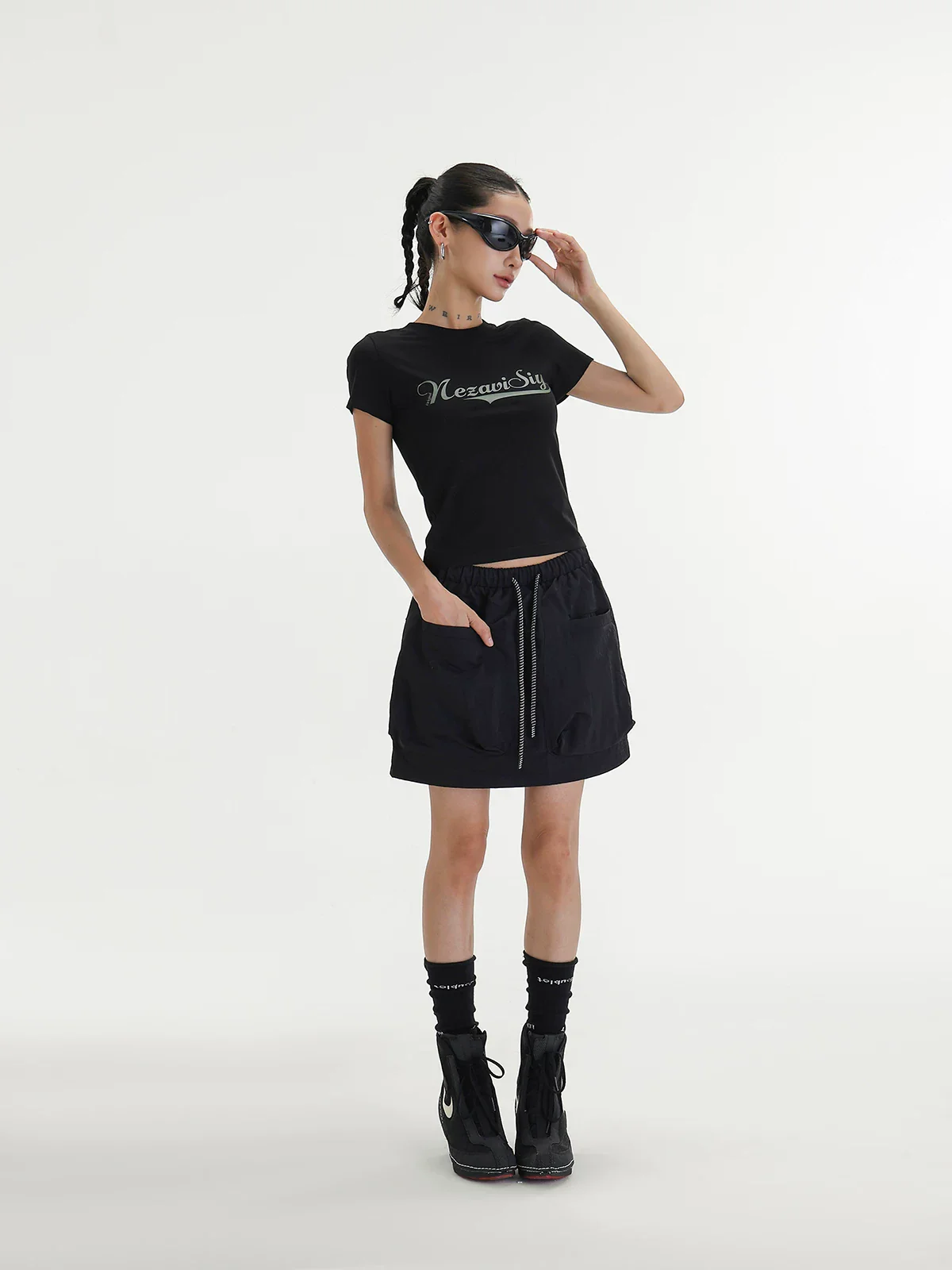 Retro Letter Print Fitted Short Sleeve T-Shirt - Image 8