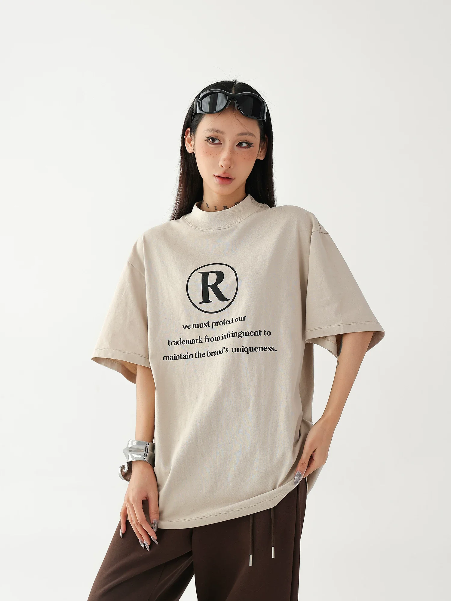 Retro Letter Print Oversized T-Shirt - Image 3