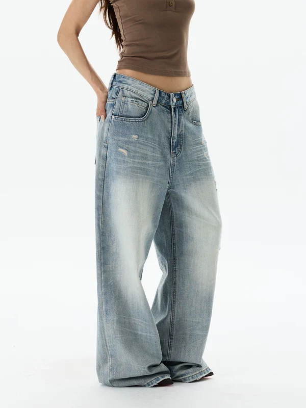 Loose Fit Distressed Wide Leg Jeans - Image 3
