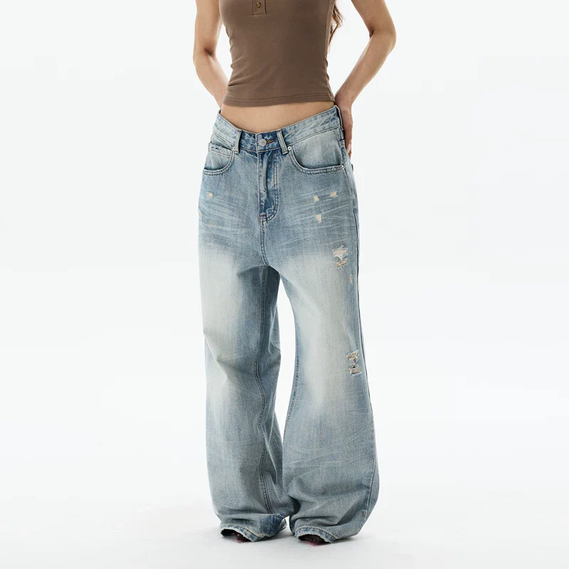 Loose Fit Distressed Wide Leg Jeans - Image 5
