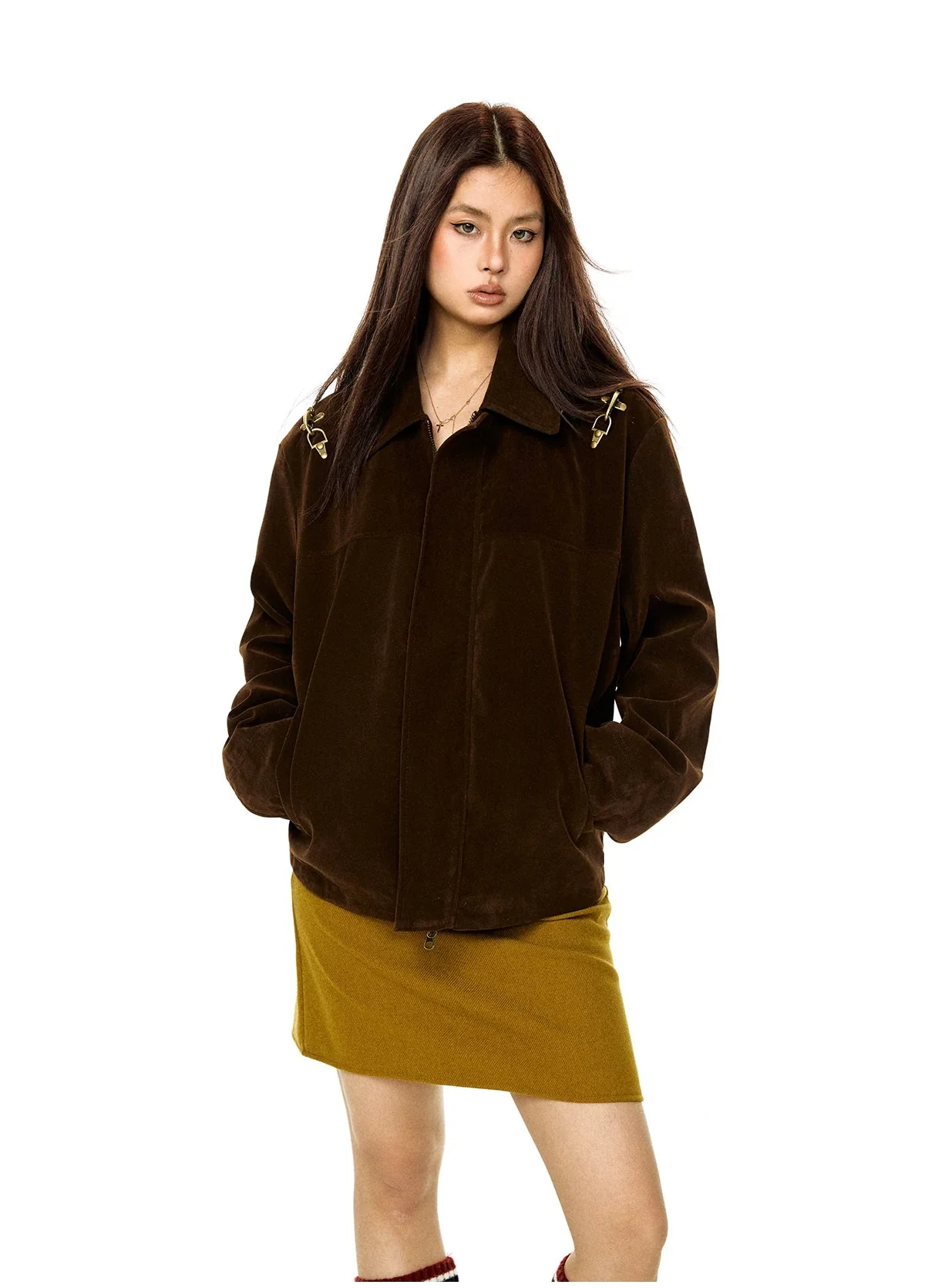 Retro Metal Buckle Lapel Short Jacket - Image 2