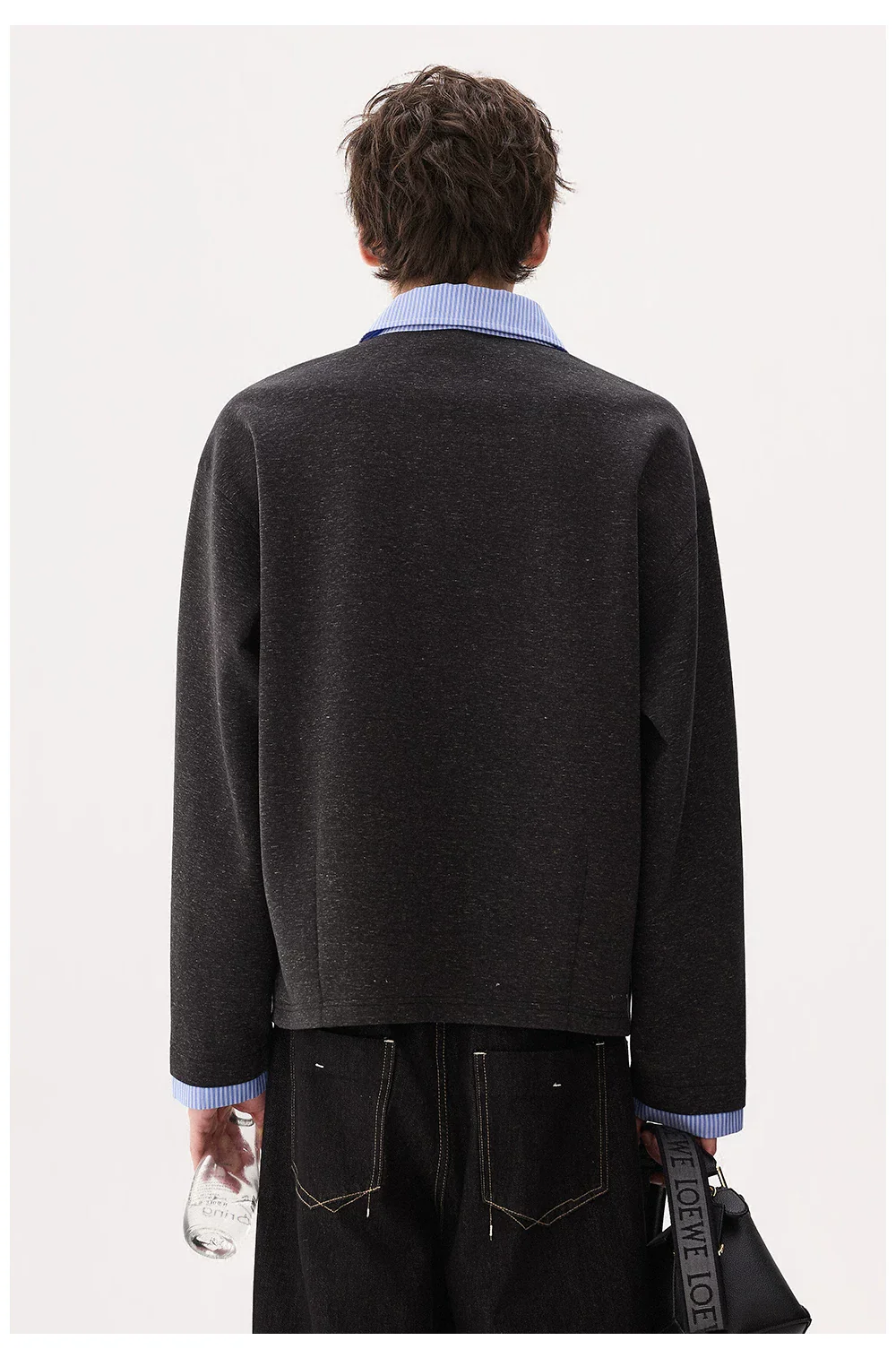 Retro Mixed Yarn Collared Sweatshirt - Image 7