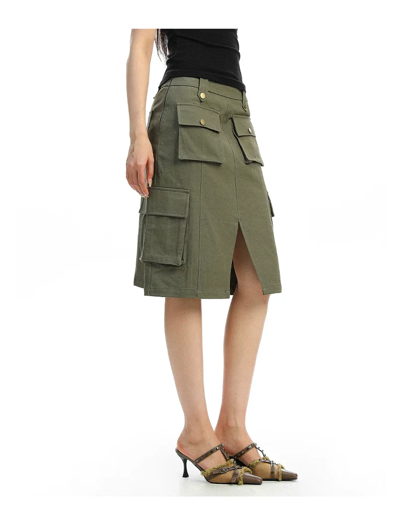 Multi-Pocket Workwear Midi Skirt - Image 6
