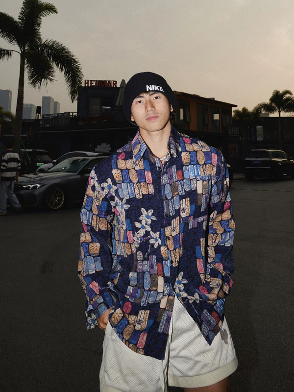 Patchwork Floral Long-Sleeve Shirt