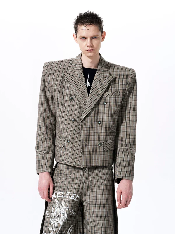 Retro Plaid Double-Breasted Suit