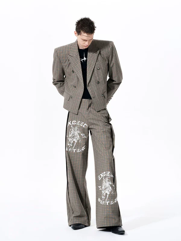 Retro Plaid Double-Breasted Suit - Image 5