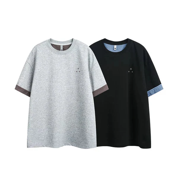 Retro Plaid Patchwork Short Sleeve T-Shirt - Image 3