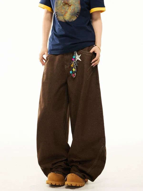 Retro Pleated Wide Leg Baggy Pants - Image 2