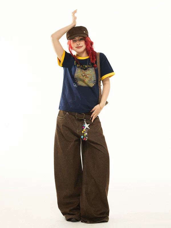 Retro Pleated Wide Leg Baggy Pants - Image 5