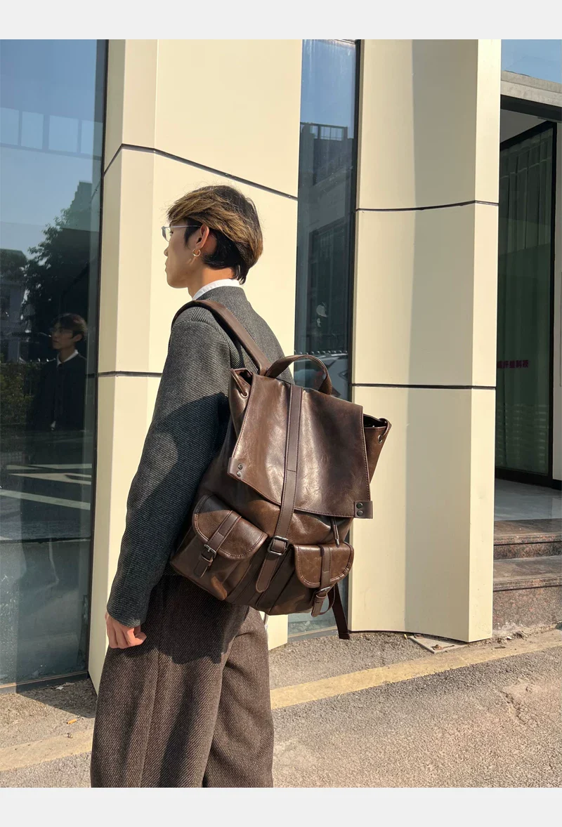 PU Leather Flap-Top Backpack - Image 6