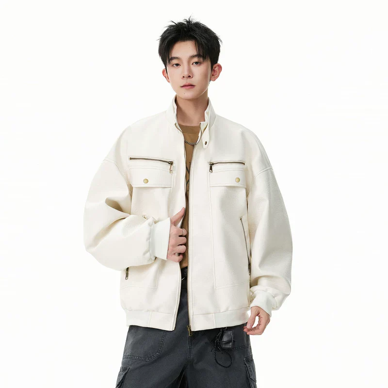 Retro PU Leather Motorcycle Jacket - Image 3