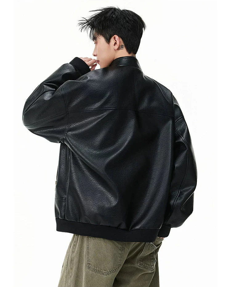 Retro PU Leather Motorcycle Jacket - Image 7