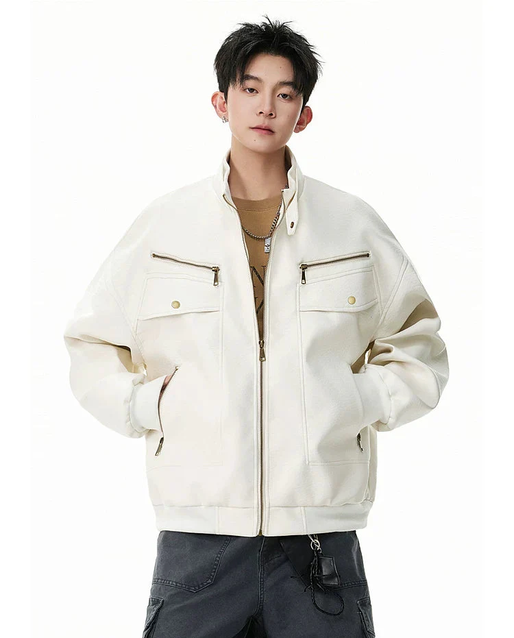 Retro PU Leather Motorcycle Jacket - Image 8
