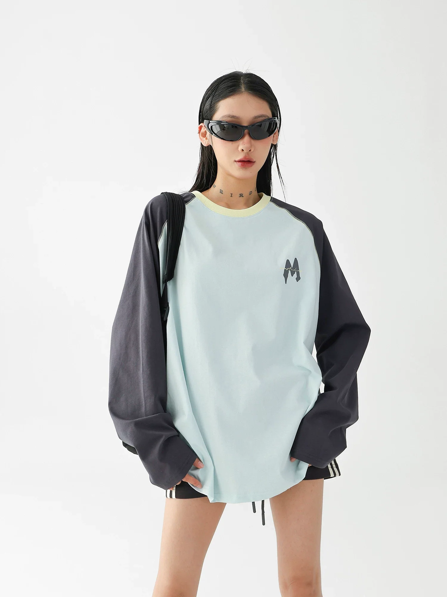 Retro Raglan Long Sleeve Oversized T-Shirt