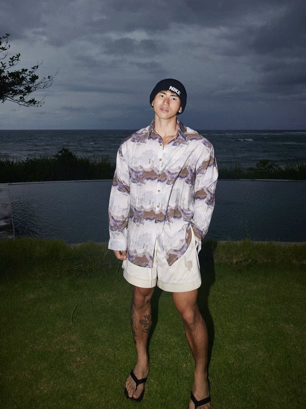 Retro Ripple Print Long Sleeve Shirt - Image 6
