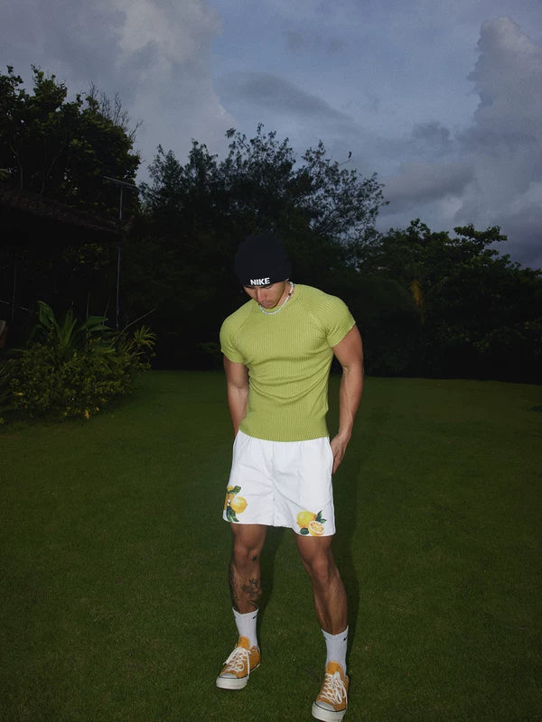 Retro Slim Fit Ribbed Knit T-Shirt - Image 5