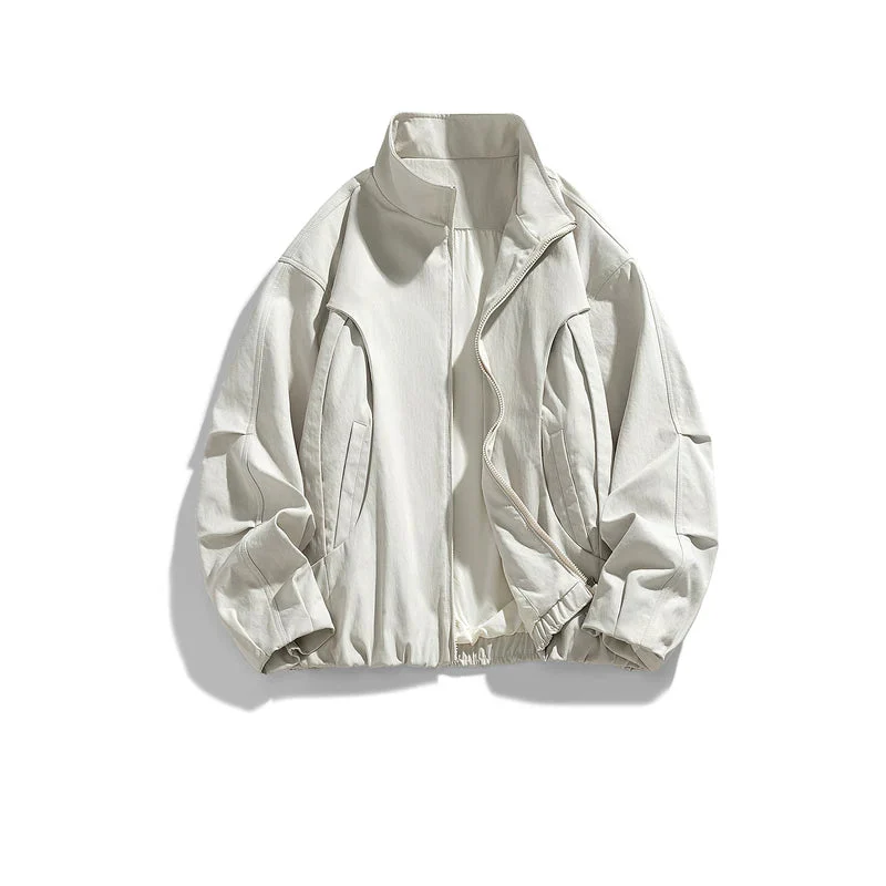 Retro Stand Collar Workwear Jacket - Image 3