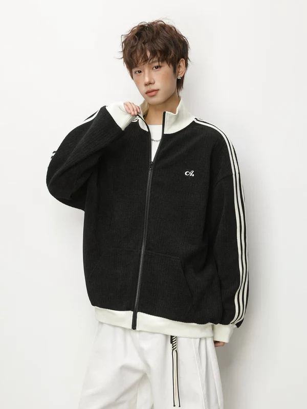 Retro Stand Collar Zip Sports Jacket - Image 2
