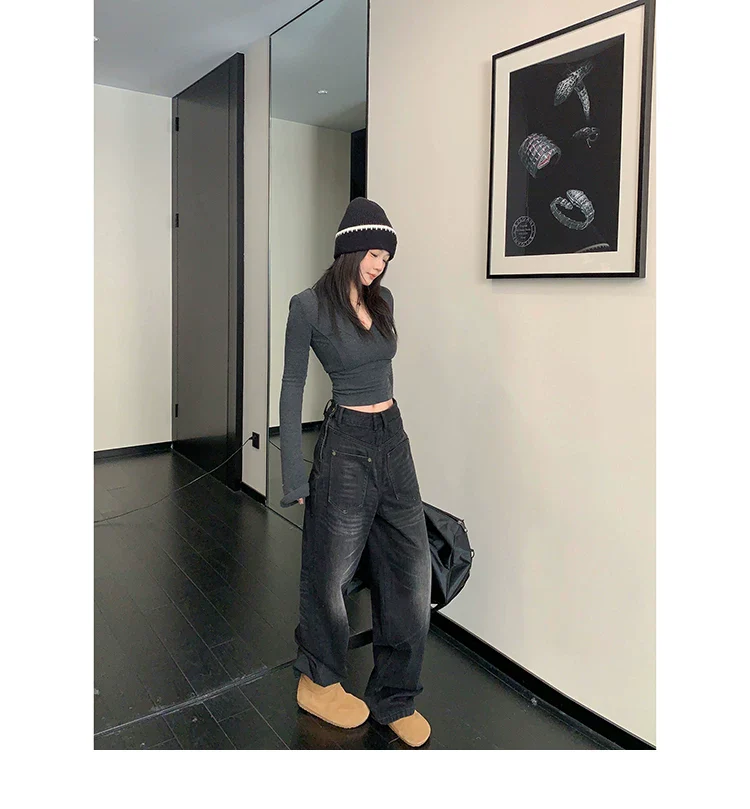 Retro Straight Leg Denim Pants - Image 10