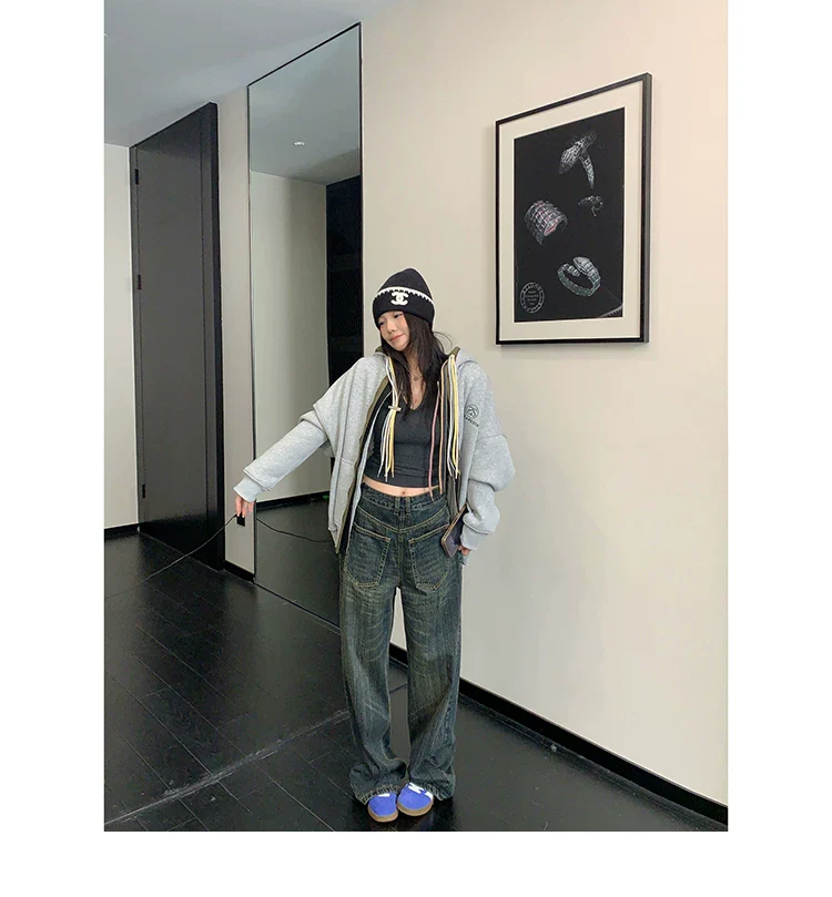 Retro Straight Leg Denim Pants - Image 11